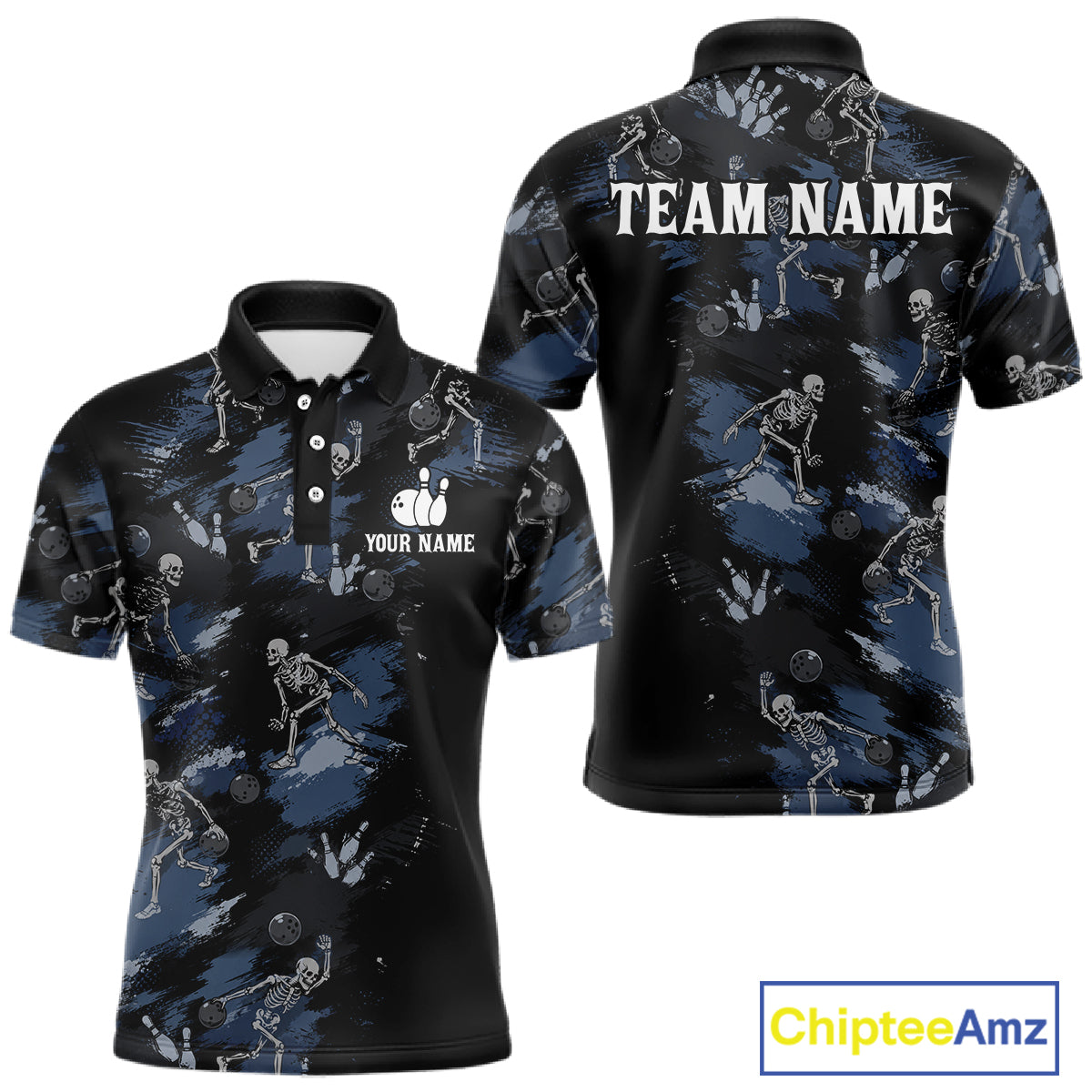 Custom Funny Skeleton Bowling Shirt for Men Bowling Jersey Polo & Quarter-Zip QZT1263