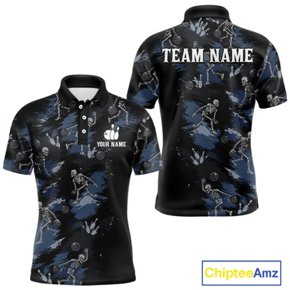 Custom Funny Skeleton Bowling Shirt for Men Bowling Jersey Polo & Quarter-Zip QZT1263