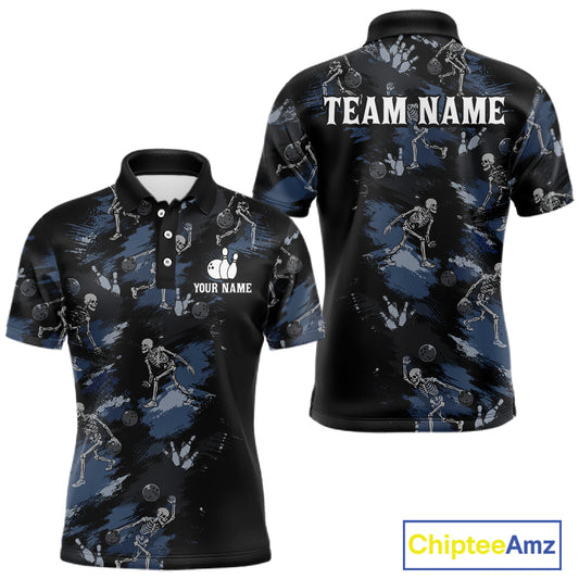 Custom Funny Skeleton Bowling Shirt for Men Bowling Jersey Polo & Quarter-Zip QZT1263