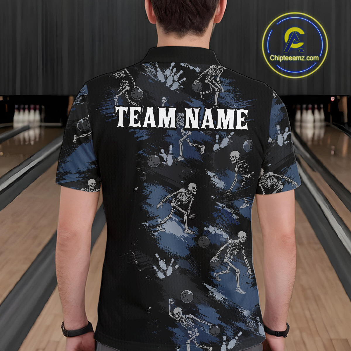Custom Funny Skeleton Bowling Shirt for Men Bowling Jersey Polo & Quarter-Zip QZT1263