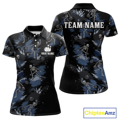 Custom Funny Skeleton Bowling Shirt for Women Bowling Jersey Polo & Quarter-Zip QZT1263
