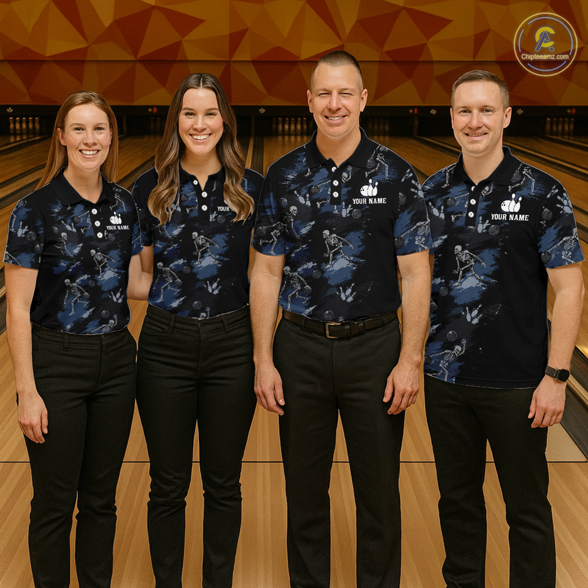 Custom Funny Skeleton Bowling Shirt for Men Bowling Jersey Polo & Quarter-Zip QZT1263