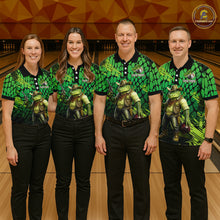 Load image into Gallery viewer, Funny Green Cowboy Alliagator Bowling Shirt for Men Custom Bowling Team Jersey Polo &amp; 1/4-Zip Bowling Outfit QZT1012