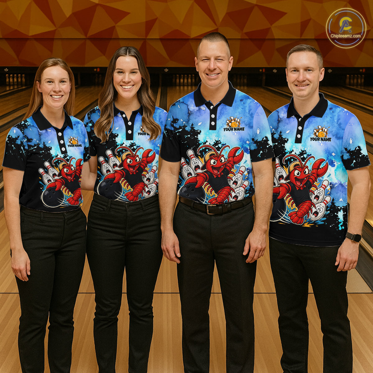 Custom Funny Crawfish Bowling Team Jersey for Men Bowling Shirt Polo & 1/4 Zip QZT1015