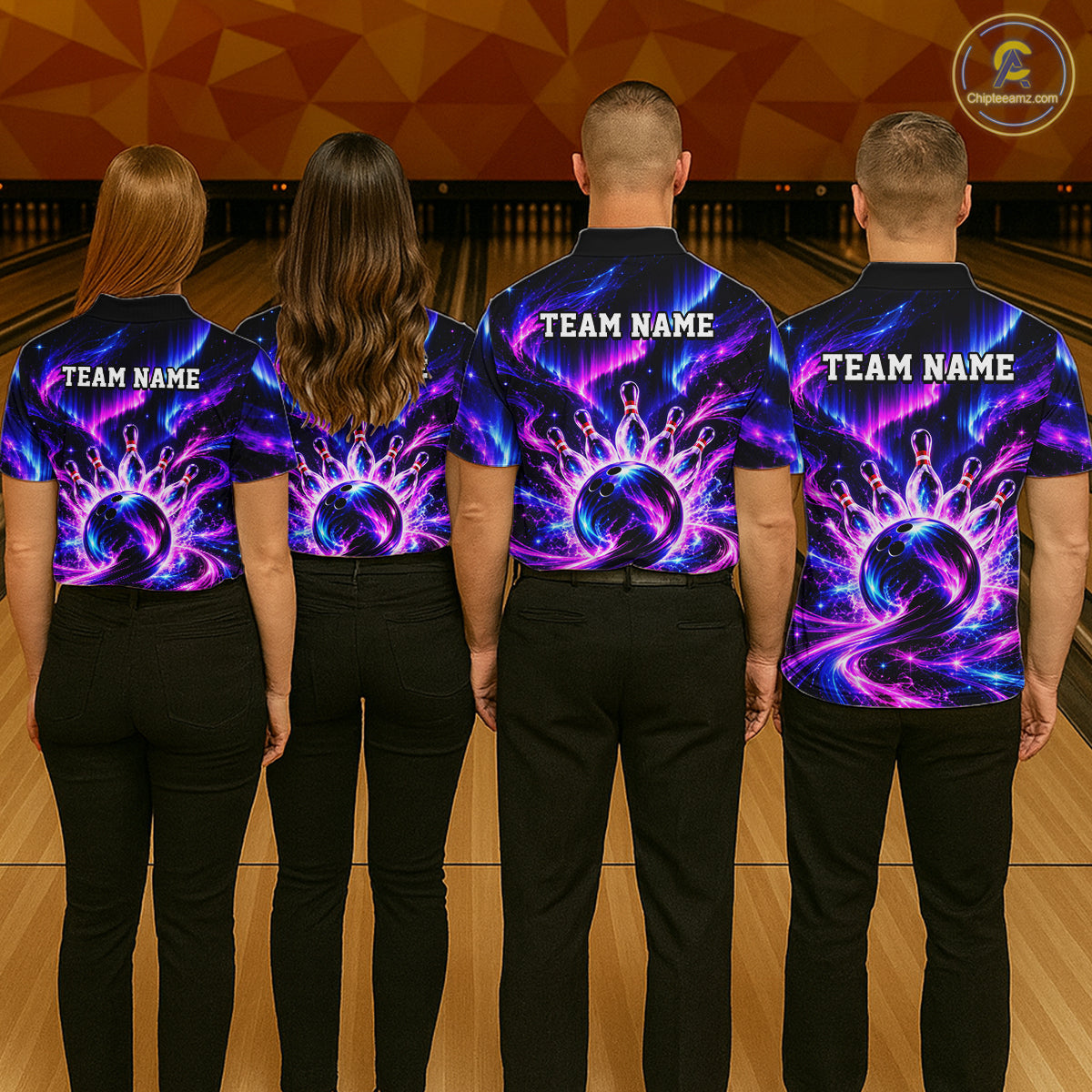 Custom Purple Aurora Bowling Shirt for Women Galaxy Bowling Jersey Polo & 1/4 Zip QZT1401