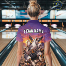 Load image into Gallery viewer, Custom Sunset Funny Gull Team Bowling Shirt for Women Bowling League Jersey Polo &amp; Quarter-Zip QZT1017
