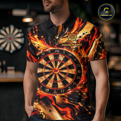 Custom Molten Dartboard Darts Shirt for Men Orange Flames Dart Team Jersey Polo & 1/4-Zip DHT111