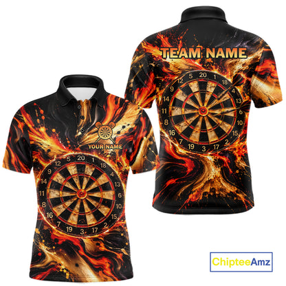 Custom Molten Dartboard Darts Shirt for Men Orange Flames Dart Team Jersey Polo & 1/4-Zip DHT111