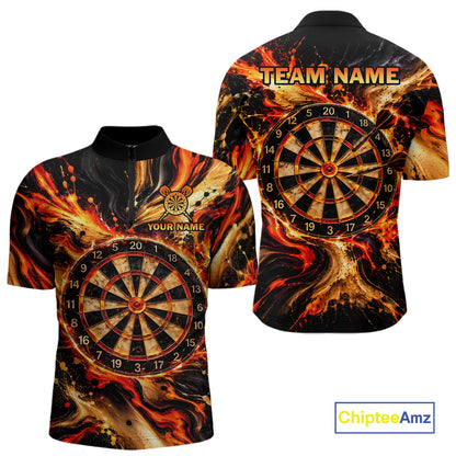 Custom Molten Dartboard Darts Shirt for Men Orange Flames Dart Team Jersey Polo & 1/4-Zip DHT111