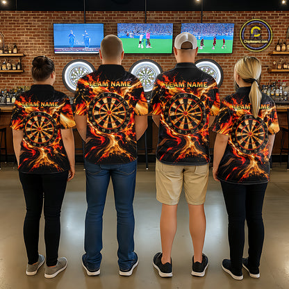 Custom Molten Dartboard Darts Shirt for Men Orange Flames Dart Team Jersey Polo & 1/4-Zip DHT111