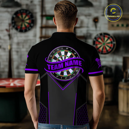 Personalized Purple Dart Team Shirt for Men Custom Dart Jersey Polo & 1/4-Zip Dartboard Outfit DHT16