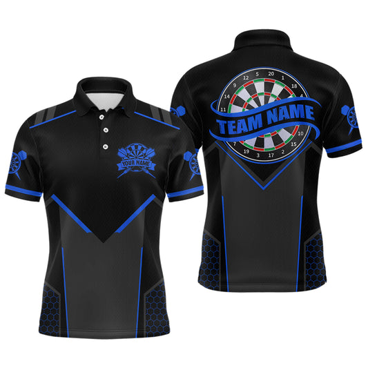 Personalized Blue Dart Team Shirt for Men Custom Dart Jersey Polo & 1/4-Zip Dartboard Outfit DHT16