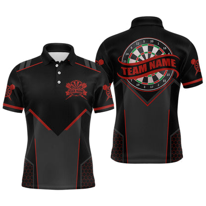 Personalized Red Dart Team Shirt for Men Custom Dart Jersey Polo & 1/4-Zip Dartboard Outfit DHT16