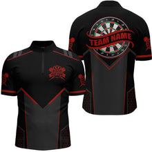 Load image into Gallery viewer, Personalized Red Dart Team Shirt for Men Custom Dart Jersey Polo &amp; 1/4-Zip Dartboard Outfit DHT16