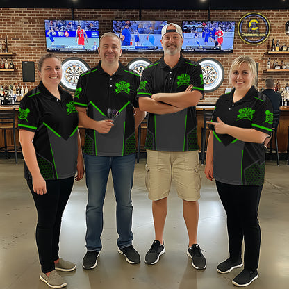 Personalized Green Dart Team Shirt for Men Custom Dart Jersey Polo & 1/4-Zip Dartboard Outfit DHT16