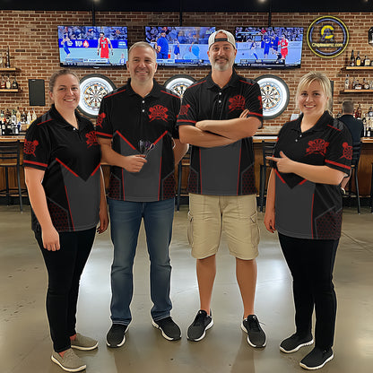 Personalized Red Dart Team Shirt for Men Custom Dart Jersey Polo & 1/4-Zip Dartboard Outfit DHT16
