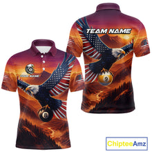 Load image into Gallery viewer, Eagle-themed polo shirt with American flag design and 'Team Name' text on a white background.