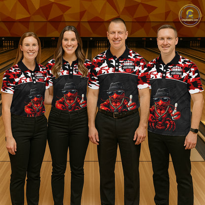 Custom Red Camo Bowling Shirt Crawfish Bowling League for Men Bowling Accessories QZT850
