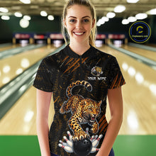 Load image into Gallery viewer, Custom Leopard Bowling Shirt for Women Bowling Team Jersey Polo &amp; Quarter-Zip Bowling Performance QZT983