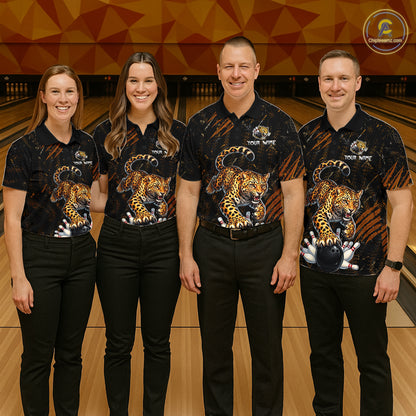 Custom Leopard Bowling Shirt for Men Bowling Team Jersey Polo & Quarter-Zip Bowling Performance QZT983