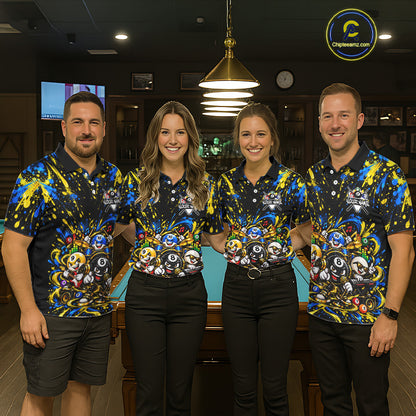 Custom Colorful Funny Music Billiard Shirt for Men 10 Ball Billiard Jersey Polo & Quarter-Zip BHT150