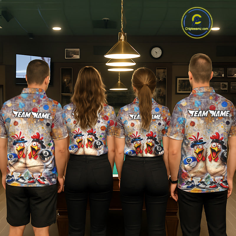 Custom Funny Chicken Billiard Shirt 8 Ball & 10 Ball for Men Pool Billiard Jersey Polo & 1/4-Zip BHT155