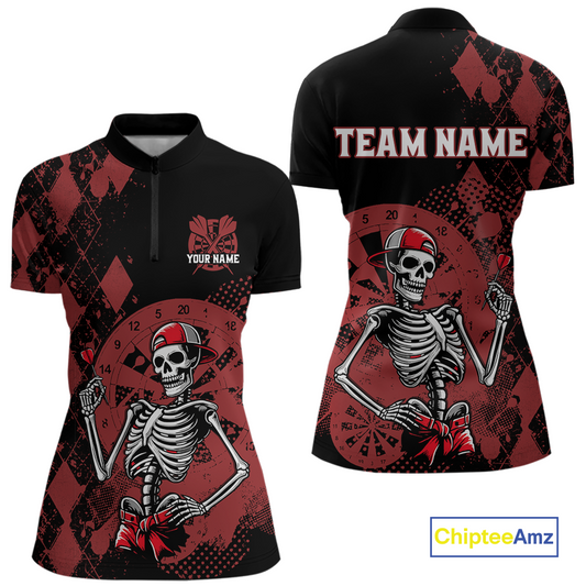 Custom Black & Red Dart Shirts for Team Polo & Quarter-Zip Dart Jersey for Women Dart Outfit DHT25