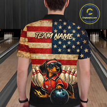 Load image into Gallery viewer, Custom American Flag Retro Dachshund Bowling Shirt Bowling Team Jersey for Men Polo &amp; Quarter-Zip QZT942