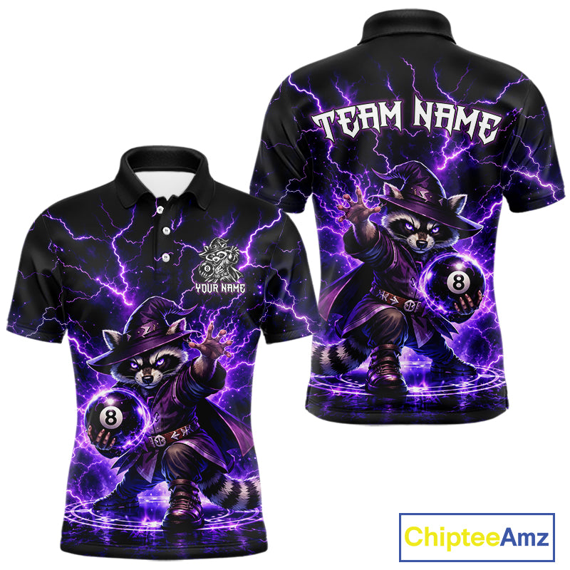 Custom Wizard Raccoon 8 Ball Billiard Shirt Pool Billiard Jersey for Men BHT124