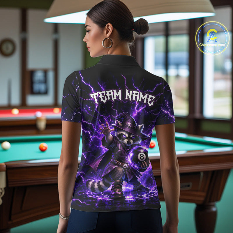 Custom Wizard Raccoon 8 Ball Billiard Shirt Pool Billiard Jersey for Women BHT124