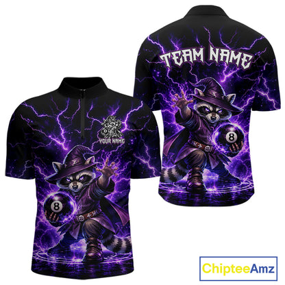 Custom Wizard Raccoon 8 Ball Billiard Shirt Pool Billiard Jersey for Men BHT124