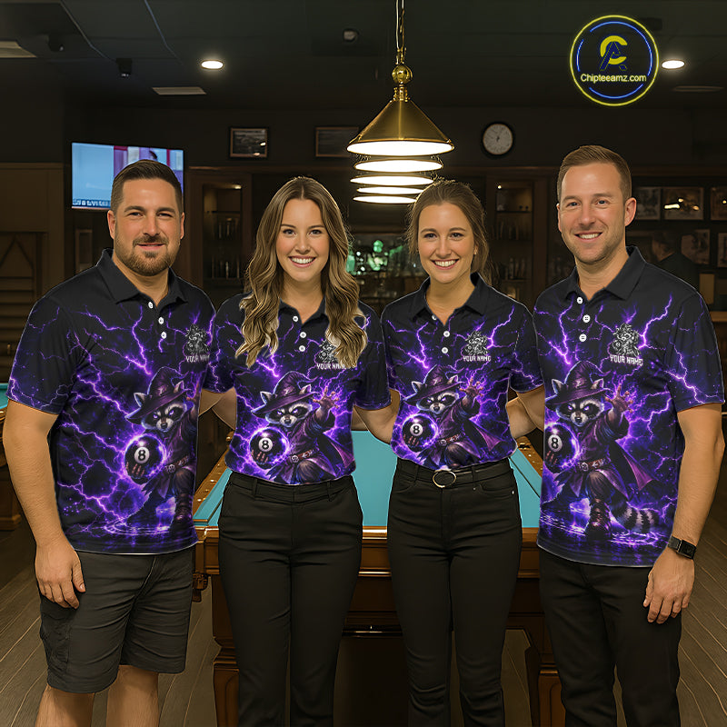 Custom Wizard Raccoon 8 Ball Billiard Shirt Pool Billiard Jersey for Men BHT124
