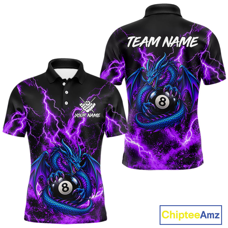 Custom Thunder Lightning Dragon 8 Ball Billiard Shirt Pool Billiard Jersey for Men BHT125