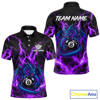 Custom Thunder Lightning Dragon 8 Ball Billiard Shirt Pool Billiard Jersey for Men BHT125