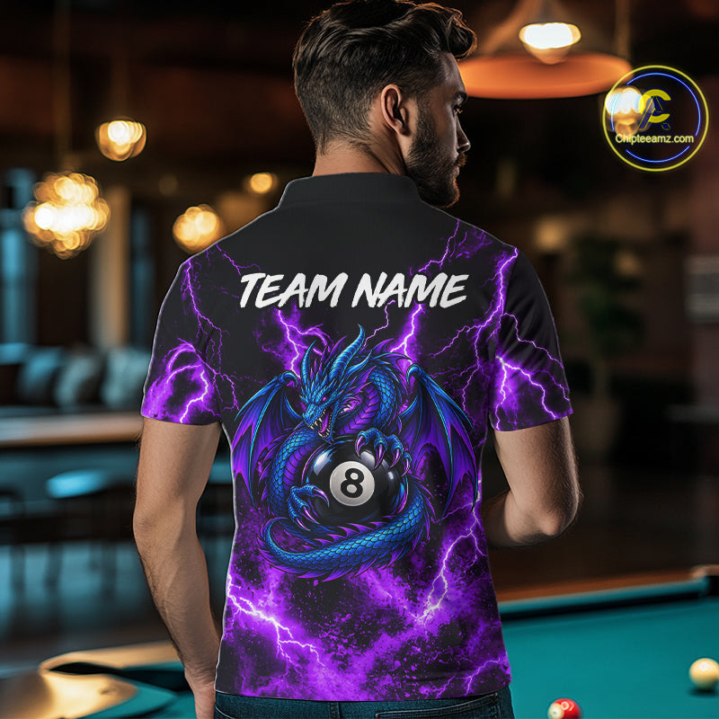 Custom Thunder Lightning Dragon 8 Ball Billiard Shirt Pool Billiard Jersey for Men BHT125