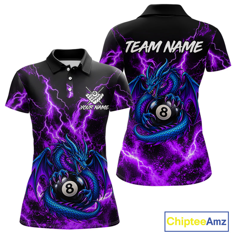 Custom Thunder Lightning Dragon 8 Ball Billiard Shirt Pool Billiard Jersey for Women BHT125