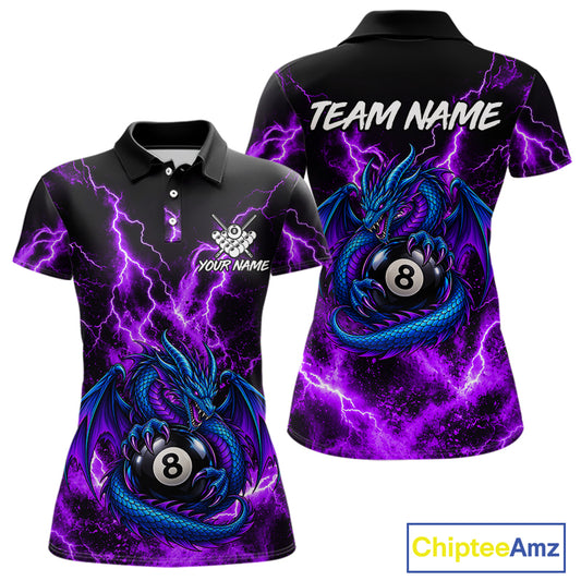 Custom Thunder Lightning Dragon 8 Ball Billiard Shirt Pool Billiard Jersey for Women BHT125