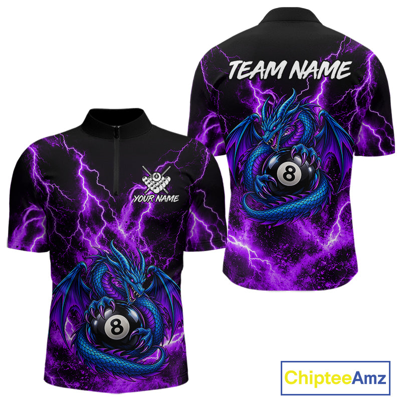 Custom Thunder Lightning Dragon 8 Ball Billiard Shirt Pool Billiard Jersey for Men BHT125