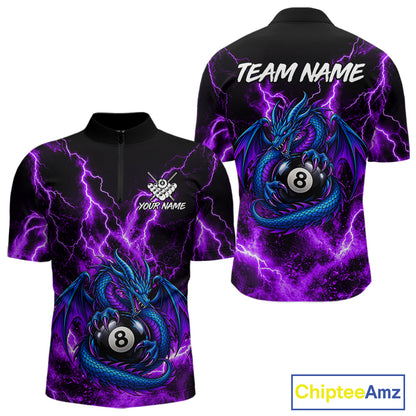 Custom Thunder Lightning Dragon 8 Ball Billiard Shirt Pool Billiard Jersey for Men BHT125