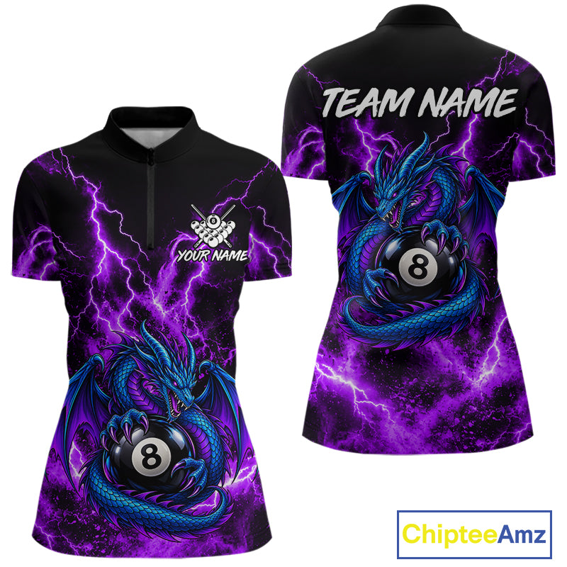 Custom Thunder Lightning Dragon 8 Ball Billiard Shirt Pool Billiard Jersey for Women BHT125