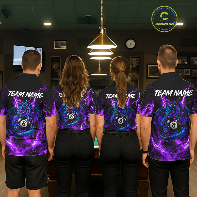 Custom Thunder Lightning Dragon 8 Ball Billiard Shirt Pool Billiard Jersey for Women BHT125
