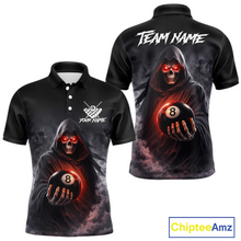 Load image into Gallery viewer, Custom Grim Reaper Billiard Shirts for Men 8 Ball Pool Shirt Polo &amp; Quarter-Zip Billiard Jersey Unisex BHT7
