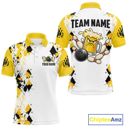 Custom Funny Beer Bowling Team Shirts for Men Bowling League Jersey QZT1280