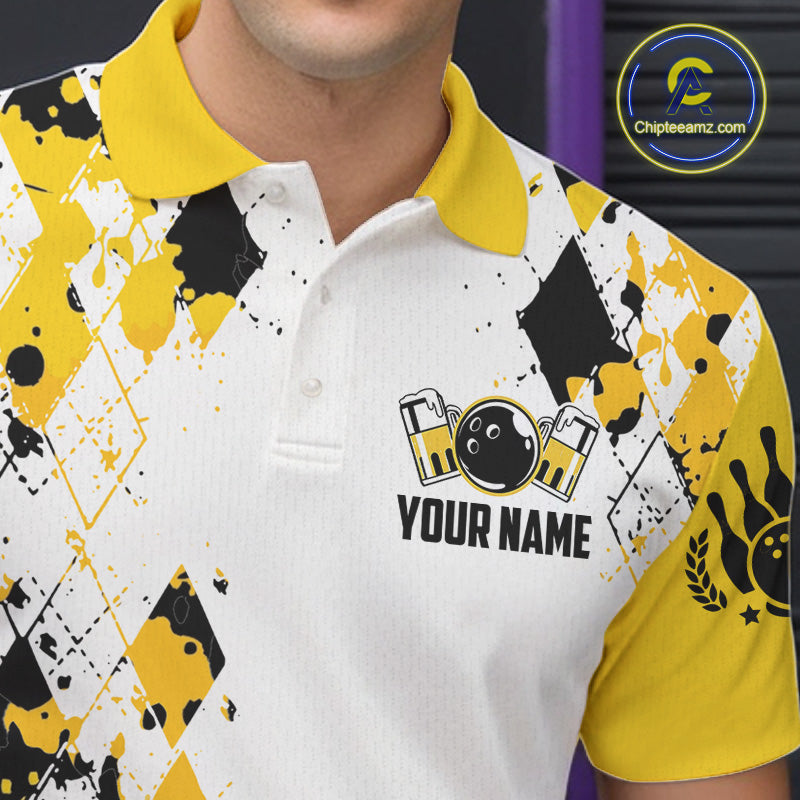 Custom Funny Beer Bowling Team Shirts for Men Bowling League Jersey QZT1280