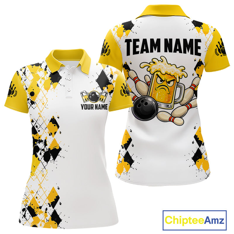 Custom Funny Beer Bowling Team Shirts for Women Bowling League Jersey QZT1280