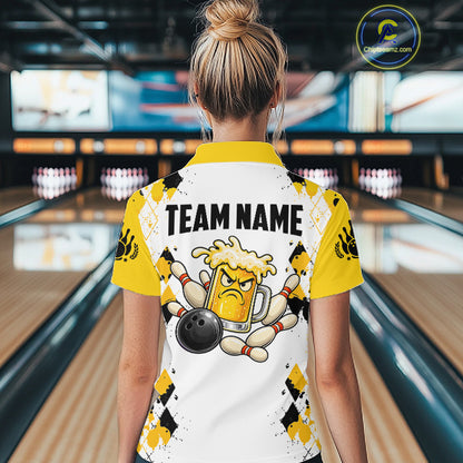 Custom Funny Beer Bowling Team Shirts for Women Bowling League Jersey QZT1280