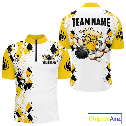 Custom Funny Beer Bowling Team Shirts for Men Bowling League Jersey QZT1280