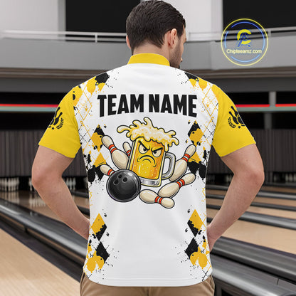 Custom Funny Beer Bowling Team Shirts for Men Bowling League Jersey QZT1280