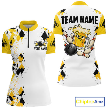 Custom Funny Beer Bowling Team Shirts for Women Bowling League Jersey QZT1280