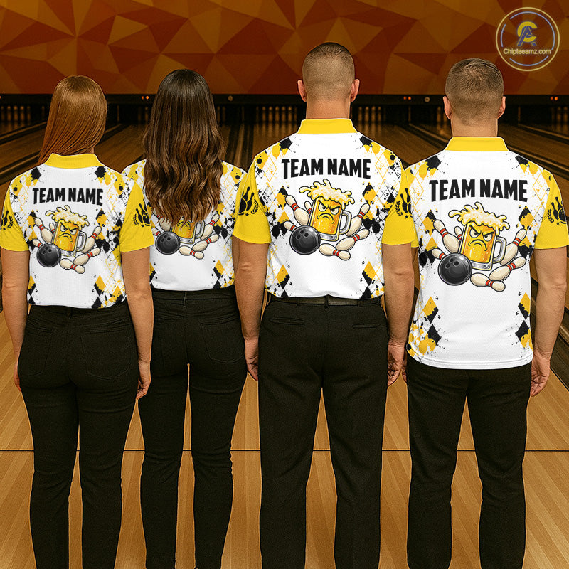 Custom Funny Beer Bowling Team Shirts for Men Bowling League Jersey QZT1280